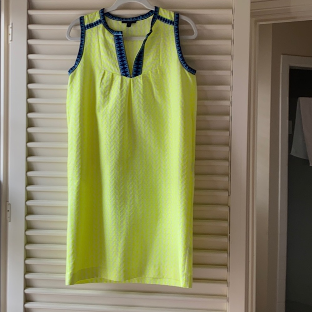 JCrew Neon Yellow Houndstooth Shift Dress